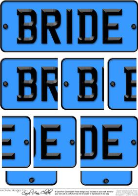 Bride Novelty Number Plate with Side Stacker
