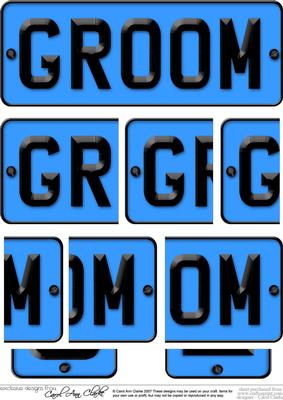 Groom Novelty Number Plate with Side Stacker