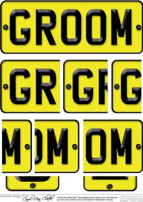 Groom Novelty Number Plate with Side Stacker