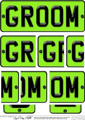 Groom Novelty Number Plate with Side Stacker