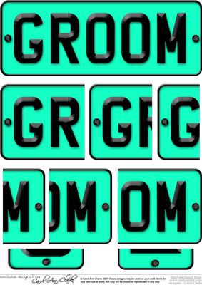 Groom Novelty Number Plate with Side Stacker
