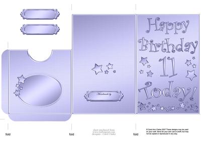 11th Birthday Metallic Age Lottery or Gift Token Wallet Card