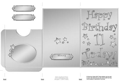 11th Birthday Metallic Age Lottery or Gift Token Wallet Card