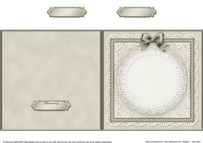 Square Pearls, Lace and Ribbon Plain Card Base Portrait Form