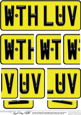 With Love Novelty Number Plate with Side Stacker