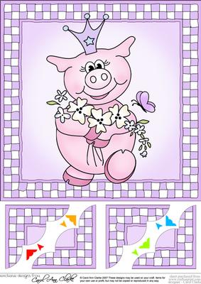 8 x 8 Princess Piggywig Scalloped Corner Topper