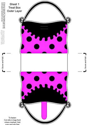 Dotty Dots Handbag Shaped Treat or Favour Box Sheet 1