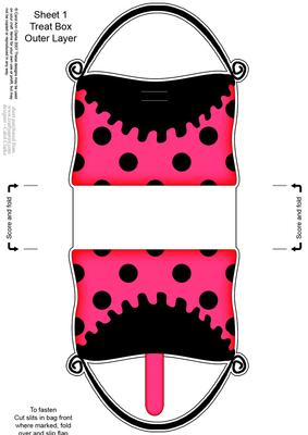 Dotty Dots Handbag Shaped Treat or Favour Box Sheet 1