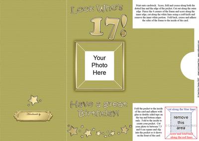 Add a Photo 17th Birthday Card with Easy Fold Frame