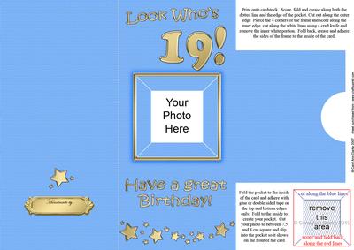 Add a Photo 19th Birthday Card with Easy Fold Frame