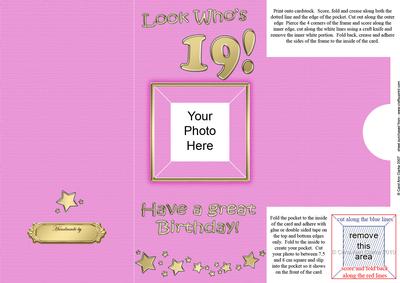 Add a Photo 19th Birthday Card with Easy Fold Frame