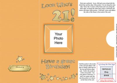 Add a Photo 21st Birthday Card with Easy Fold Frame