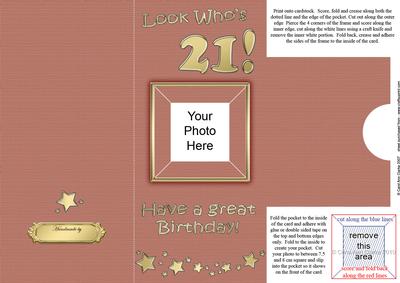 Add a Photo 21st Birthday Card with Easy Fold Frame