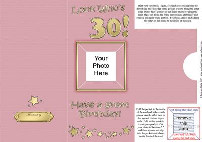 Add a Photo 30th Birthday Card with Easy Fold Frame