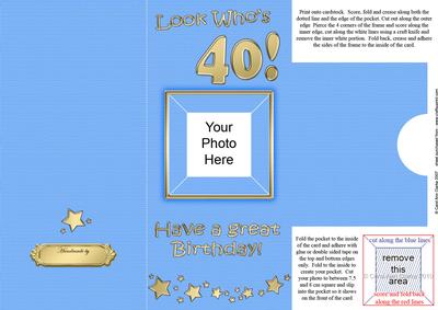 Add a Photo 40th Birthday Card with Easy Fold Frame