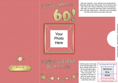 Add a Photo 60th Birthday Card with Easy Fold Frame