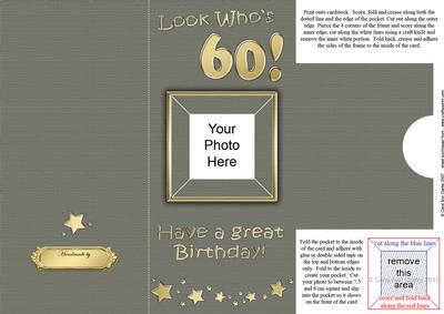 Add a Photo 60th Birthday Card with Easy Fold Frame