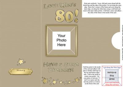 Add a Photo 80th Birthday Card with Easy Fold Frame