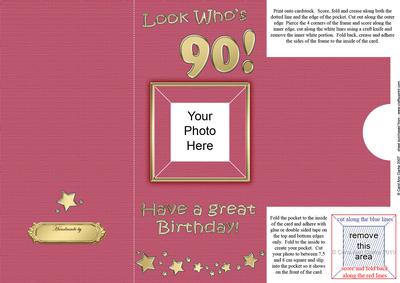 Add a Photo 90th Birthday Card with Easy Fold Frame
