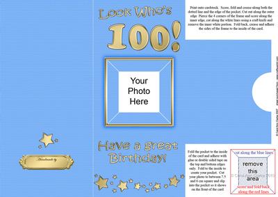 Add a Photo 100th Birthday Card with Easy Fold Frame