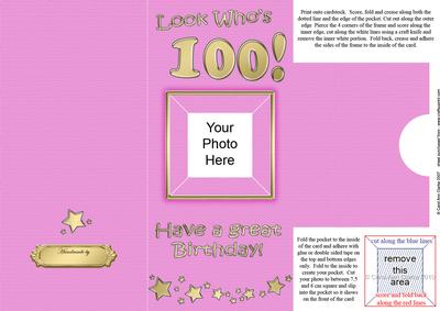 Add a Photo 100th Birthday Card with Easy Fold Frame