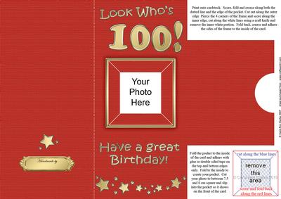 Add a Photo 100th Birthday Card with Easy Fold Frame