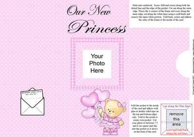 Add a Photo New Baby Girl Card with Easy Fold Frame