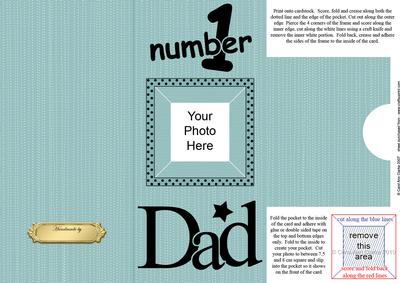 Add a Photo DL Card - NUMBER 1 DAD with easy fold frame