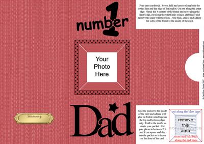 Add a Photo DL Card - NUMBER 1 DAD with easy fold frame
