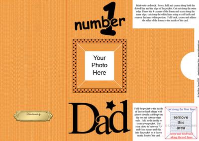 Add a Photo DL Card - NUMBER 1 DAD with easy fold frame