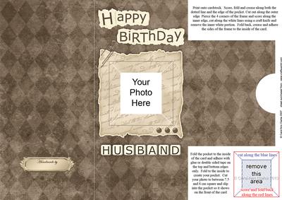 Add a Photo DL Card - Happy Birthday HUSBAND with easy fold frame