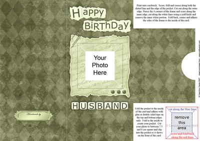 Add a Photo DL Card - Happy Birthday HUSBAND with easy fold frame