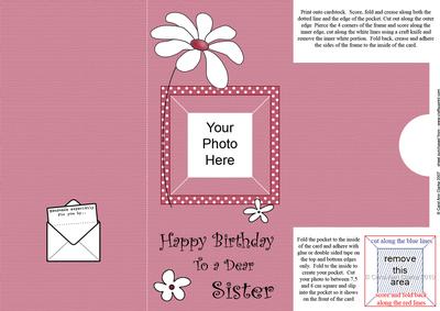 Add a Photo Daisy Birthday Sister with Easy Fold Frame