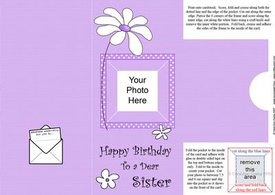 Add a Photo Daisy Birthday Sister with Easy Fold Frame