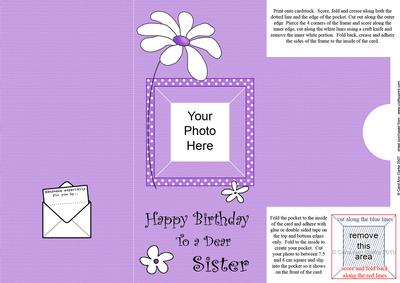 Add a Photo Daisy Birthday Sister with Easy Fold Frame