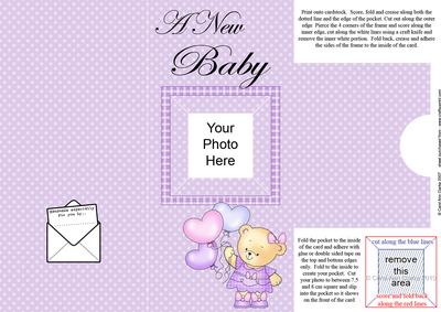 Add a Photo New Baby Girl Card with Easy Fold Frame