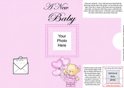 Add a Photo New Baby Girl Card with Easy Fold Frame