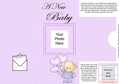 Add a Photo New Baby Girl Card with Easy Fold Frame