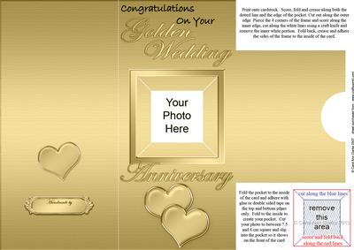 Add a Photo Golden Wedding Anniversary with Easy Fold Frame