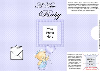 Add a Photo New Baby Boy Card with Easy Fold Frame