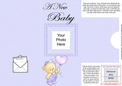 Add a Photo New Baby Boy Card with Easy Fold Frame