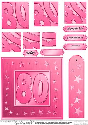 80th Bright Metallic Age Quick Card with Twisted Pyramage