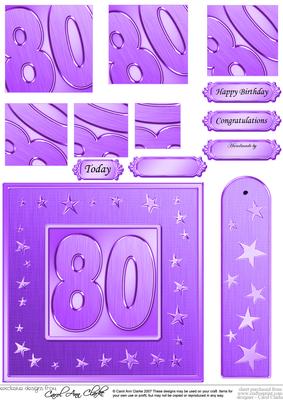 80th Bright Metallic Age Quick Card with Twisted Pyramage
