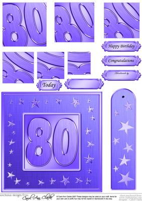 80th Bright Metallic Age Quick Card with Twisted Pyramage