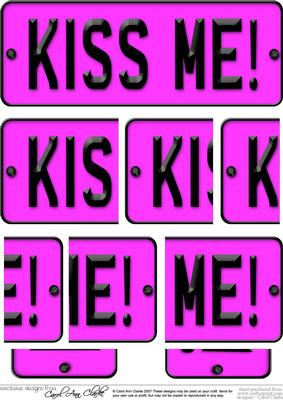 Kiss Me! Novelty Number Plate with Side Stacker