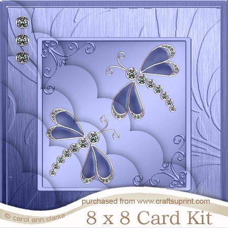 8 x 8 Diamante Dragonflies Kit with Scalloped Corners