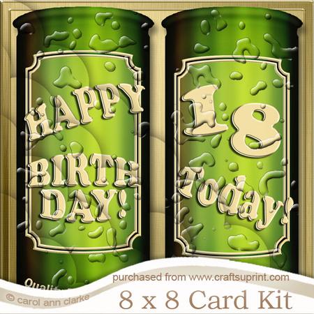 8 x 8 18th Birthday Cans of Beer Kit with Scalloped Corners