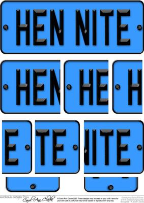 Hen Night Novelty Number Plate with Side Stacker