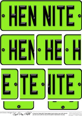 Hen Night Novelty Number Plate with Side Stacker