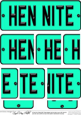 Hen Night Novelty Number Plate with Side Stacker